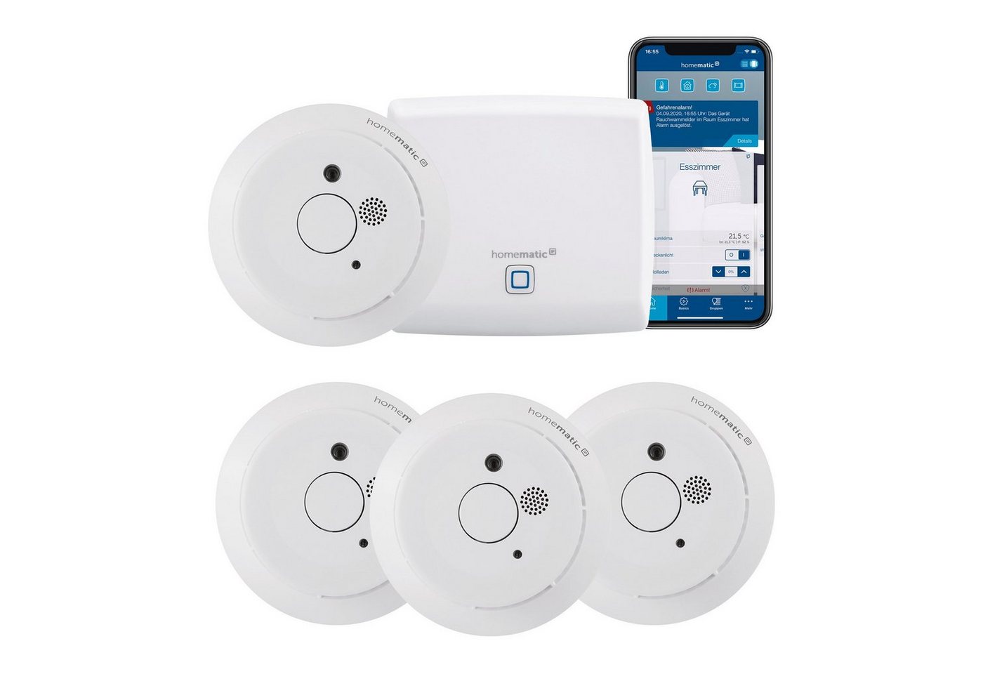 Homematic IP Bundle Starter Set Rauchwarnmelder + Rauchwarnmelder Smart-Home-Zubehör von Homematic IP