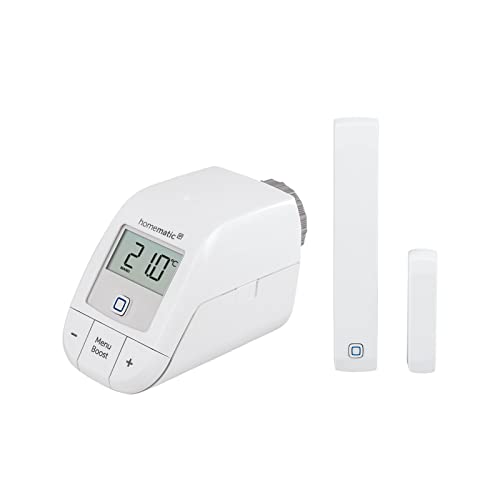Homematic IP Smart Home Heizkörperthermostat – basic + Fenster- und Türkontakt mit Magnet, digital steuern per App, Alexa & Google Assistant, einfache Installation, Energie sparen von Homematic
