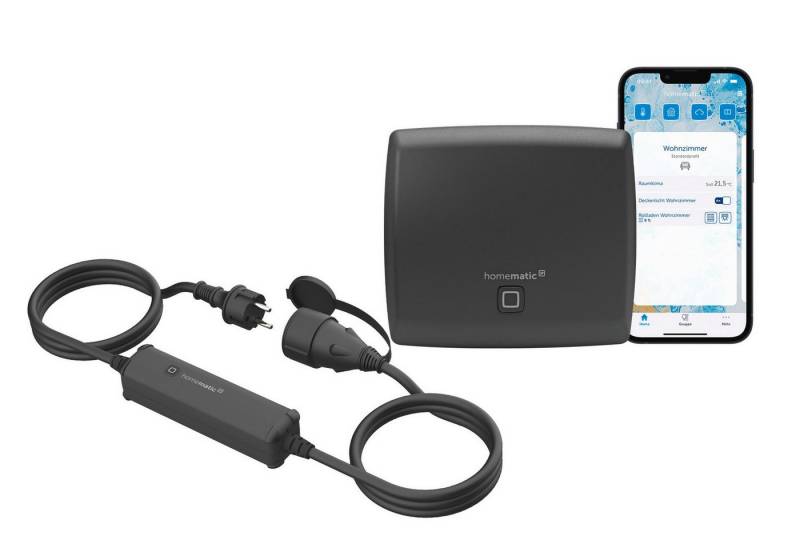 Homematic IP Funksteckdose Starter Set Outdoor Steckdose - Access Point & Schalt-Mess-Kabel außen von Homematic IP