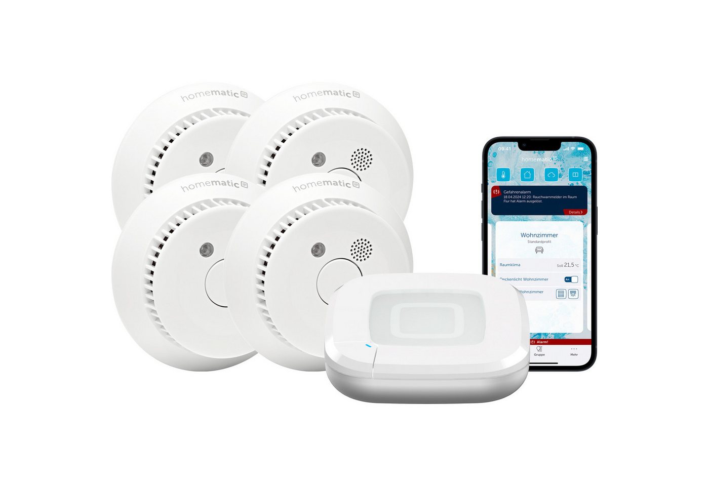 Homematic IP HOMEMATIC IP Starterset Rauchwarnmelder für 4 Räume Rauch- und Hitzewarnmelder von Homematic IP