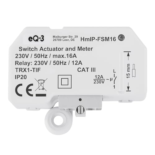 Homematic IP Smart Home Schalt-Mess-Aktor (16 A) – Unterputz, Aktor misst Strom, steuert Geräte und Leuchten per App, Alexa & Google Assistant, Energie sparen, 150239A0 von Homematic