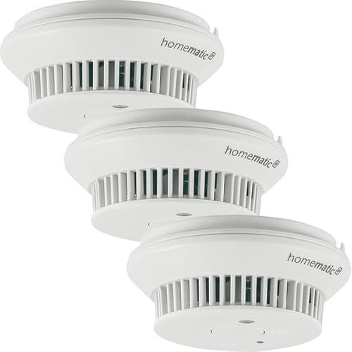 Homematic IP Smart Home 3er-Set Rauchwarnmelder mit Q-Label, Rauchmelder alarmiert lokal über die Sirene und per Push-Benachrichtigung in der Smartphone-App, integrierte LED-Notbeleuchtung von Homematic IP