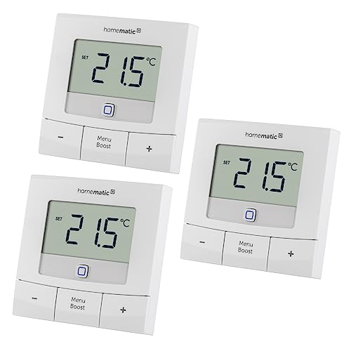 Homematic IP Smart Home 3er Set Wandthermostat – Basic, digitales Thermostat für Heizkörper mit/ohne App, Alexa, Google Assistant, Temperaturmessung, Energie sparen, 154666A0 von Homematic IP