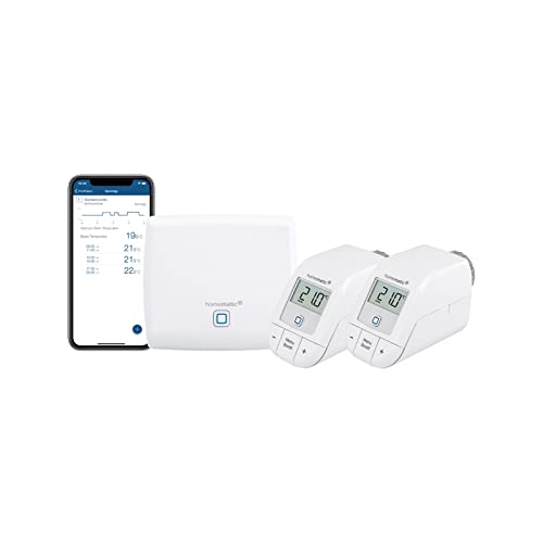 Homematic IP Smart Home Access Point + 2X Heizkörperthermostat – Basic, digitaler Thermostat Heizung, Steuerung per App, Alexa, Google Assistant, einfache Installation, Energie sparen von Homematic