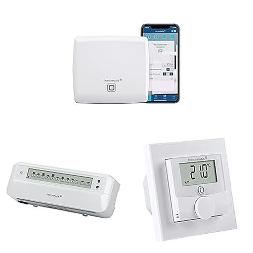 Homematic IP Smart Home Access Point + Fußbodenheizungscontroller – 12-Fach, motorisch + Wandthermostat mit Schaltausgang, intelligente Fußbodenheizung auch per App und Alexa, Energie sparen von Homematic IP