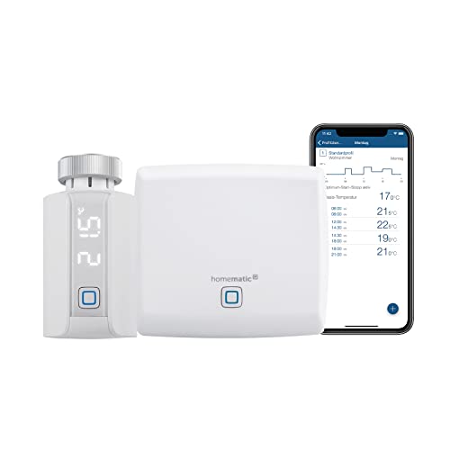 Homematic IP Smart Home Access Point + Homematic IP Smart Home Heizkörperthermostat – Evo, digitaler Thermostat Heizung, einfache Installation, Energie sparen, App, Alexa & Google Assistant von Homematic