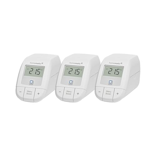 Homematic IP Erweiterungsset Heizen – Basic, Smart Home, 3X digitaler Thermostat Heizung, Steuerung per App, Alexa, Google Assistant, einfache Installation, Energie sparen, 161216A1 von Homematic IP