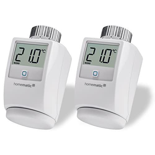 Homematic IP Smart Home Heizkörperthermostat 2er-Set, digitaler Thermostat Heizung, Heizungsthermostat, Steuerung per App, Alexa & Google Assistant, einfache Installation, Energie sparen, 140280A0 von Homematic IP