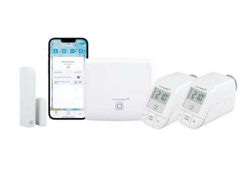 Homematic IP Smart Home Starter Set Heizen + Fenster- und Türkontakt mit Magnet, digitale Heizungssteuerung per App, Alexa & Google Assistant, einfache Installation, Energie sparen von Homematic IP