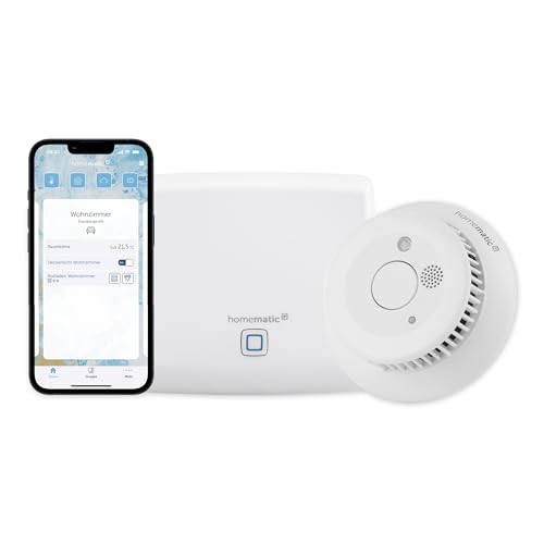 Homematic IP Starter Set Mini – Rauchwarnmelder, Smart Home, Rauchmelder alarmiert lokal über die Sirene und per Push-Benachrichtigung in der Smartphone-App, integrierte LED-Notbeleuchtung, 158097A1 von Homematic