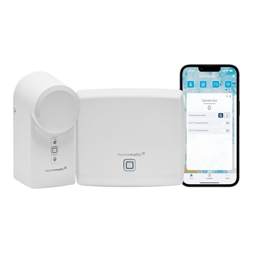 Homematic IP Starter Set Mini Zutritt, Smart Home, elektronisches Türschloss, Smart Lock nachrüstbar ohne Umbau, steuerbar per App, Alexa & Google Assistant, 161228A1 von Homematic IP