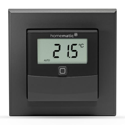 Homematic IP Smart Home Temperatur- und Luftfeuchtigkeitssensor mit Display – innen, anthrazit, steuert Heizkörper/Fußbodenheizung per App, Alexa, Temperaturmessung, Energie sparen, 160551A0 von Homematic IP
