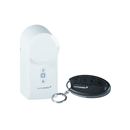 Homematic IP Smart Home Türschlossantrieb + Schlüsselbundfernbedienung – Zutritt, elektronisches Türschloss, Smart Lock nachrüstbar ohne Umbau, steuerbar per App, Alexa & Google Assistant von Homematic IP