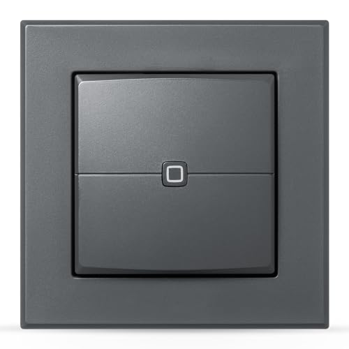 Homematic IP Smart Home Wandtaster – 2-fach, anthrazit, Wandschalter, zwei Tasten, Zubehör für Ihr Homematic IP Smart Home, universell einsetzbar, schaltet Aktoren und Thermostate, kabellos, 159881A0 von Homematic