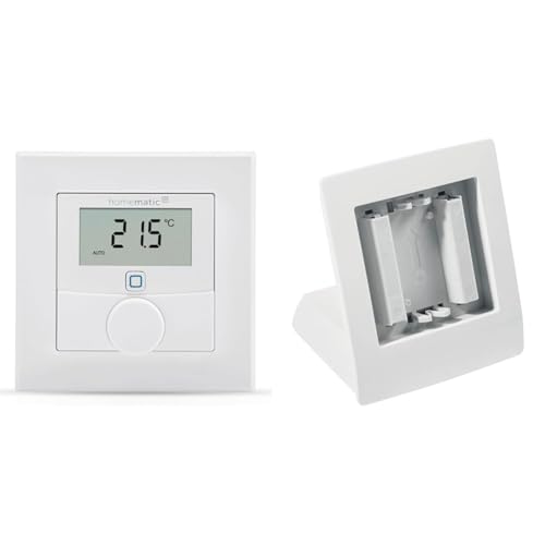 Homematic IP Smart Home Wandthermostat mit Luftfeuchtigkeitssensor + Tischaufsteller, digitales Thermostat Heizkörper/Fußbodenheizung, App, Alexa, Google Assistant, Temperaturmessung, Energie sparen von Homematic IP