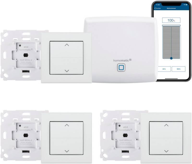Homematic IP Starter Bundle Smart-Home-Zubehör, Smart Home für 3 Rollläden & Markisen von Homematic IP