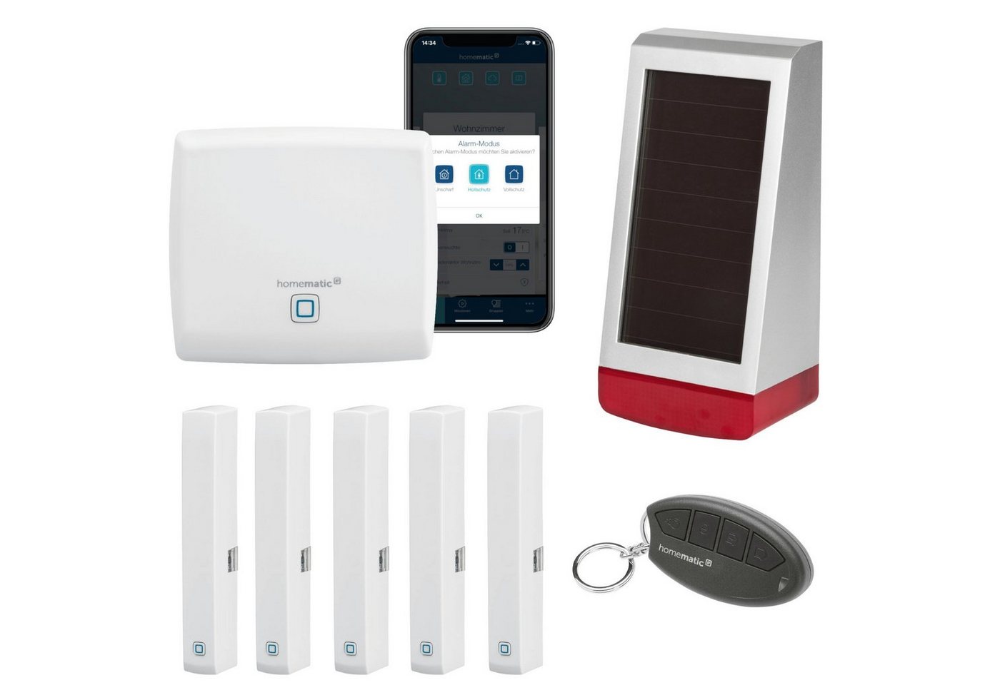 Homematic IP Starter Set Sicherheit - Smart Home Alarmanlage für Haus und Wohnung. Smart-Home Starter-Set von Homematic IP