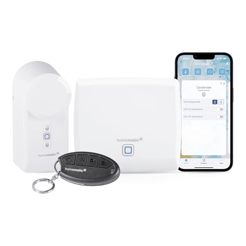 Homematic IP Smart Home Starter Set Zutritt, elektronisches Türschloss, Smart Lock nachrüstbar ohne Umbau, steuerbar per App, Alexa & Google Assistant, 156033A0 von Homematic IP