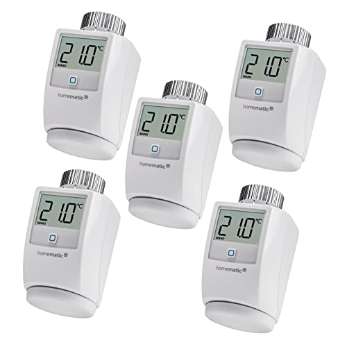 Homematic IP Smart Home Heizkörperthermostat 5er-Set, digitaler Thermostat Heizung, Heizungsthermostat, Steuerung per App, Alexa & Google Assistant, einfache Installation, Energie sparen, 140280A0 Homematic IP Smart Home Heizkörperthermostat 5er-Set, digitaler Thermostat Heizung, Heizungsthermostat, Steuerung per App, Alexa & Google Assistant, einfache Installation, Energie sparen, 140280A0 von Homematic