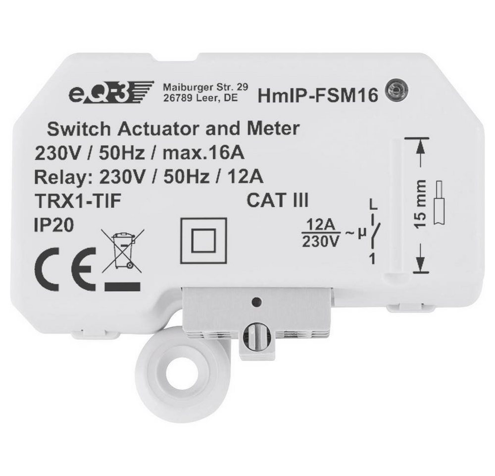 Homematic IP Schalt-Mess-Aktor (16 A) – Unterputz 150239A0A Smart-Home-Steuerelement, mit Messfunktion von Homematic Ip