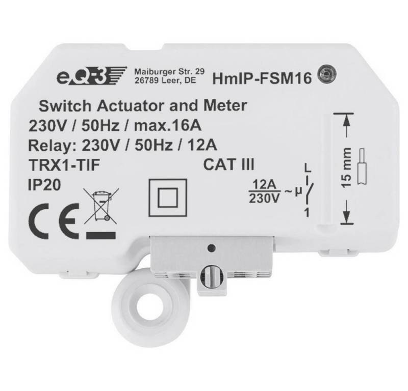 Homematic IP Schalt-Mess-Aktor (16 A) – Unterputz 150239A0A Smart-Home-Steuerelement, mit Messfunktion von Homematic Ip