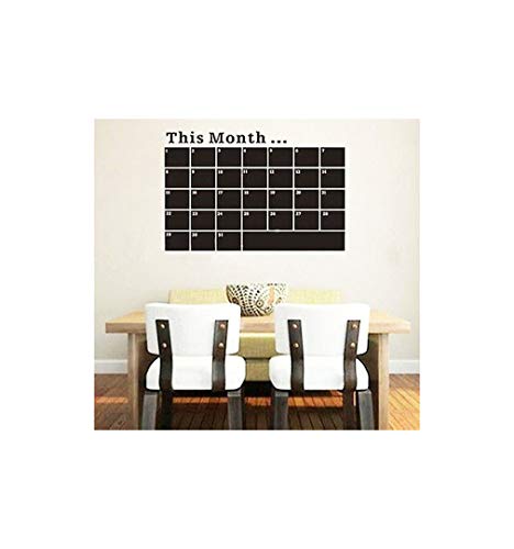 Homemay PVC-Wandaufkleber, Monatsplanung, Kalender, Memo, Kreidetafel, Heimdekoration, wasserdicht, 80 cm x 60 cm, Schwarz von Homemay