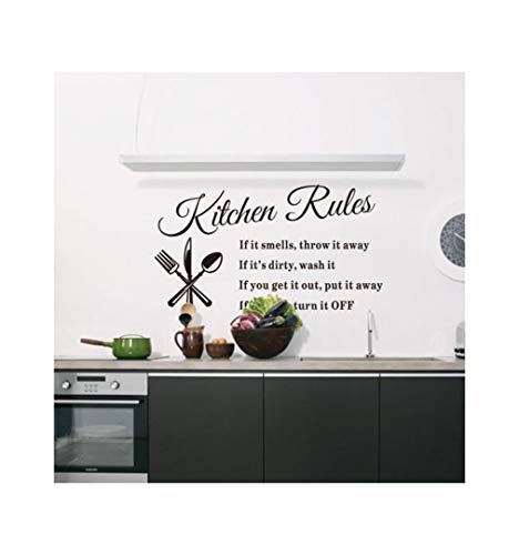 homemay PVC Wandtattoo Aufkleber Englisch Alphabet Aufkleber Kitchen Rules Küche Esszimmer DIY Home Dekoration greenwallpaper57 cm x 33 cm, schwarz, 57 cm x 33 cm von Homemay
