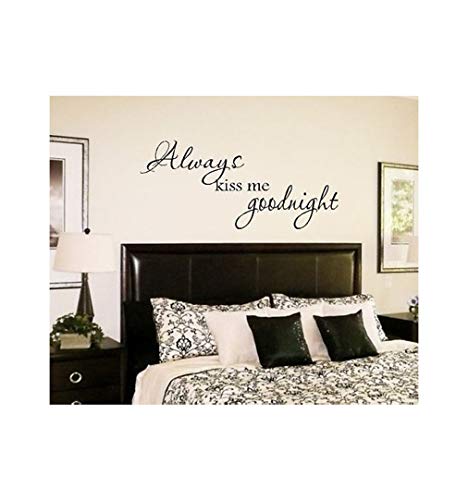 homemay PVC Wandtattoo Aufkleber Kiss Me Goodnight Englisch Nachttisch Schlafzimmer Wohnzimmer Schlafzimmer Hintergrund kann removedwallpaper106.7 cm x48.3 cm, Matt Sliver, 106.7cm x48.3cm von Homemay
