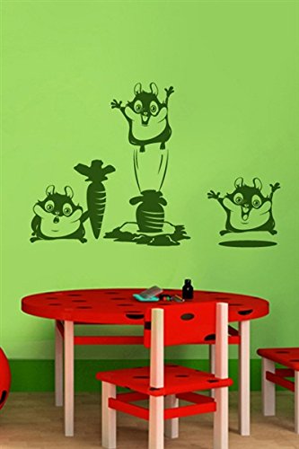 hommay Wandaufkleber aus PVC, Motiv Hamster Karotten geschnitzt Children 's Kinderzimmer Home Decor Tapete Sticker Art 61 x 83,8 cm von Homemay