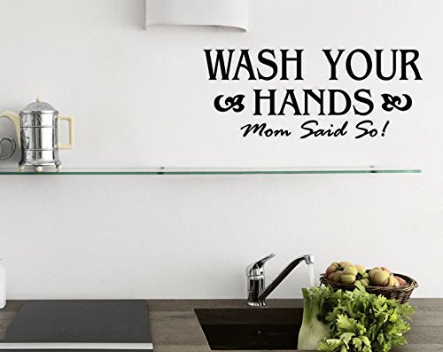 hommay Wandtattoo Wash Your Hands Wohnzimmer Badezimmer WC-Aufkleber Abnehmbare Aufkleber Tapete Wandbild Art Aufkleber 27,9 cm x12.7 cm von Homemay