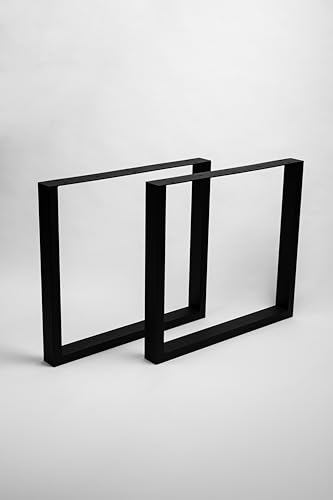 Homemetall 2 Stück Massive TISCHGESTELLE, Tischkufen für DIY Möbel wie Esstisch, Schreibtisch, Bistro | Vierkantprofil 80x40x2 | alle Größen | in Schwarz oder Industrieoptik | B800 x H720 Schwarz von Homemetall