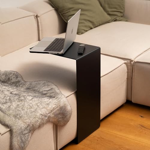 Homemetall Beistelltisch C-Form aus Metall - pulverbeschichteter Couch Beistelltisch in Schwarz - Moderner Abstelltisch für Couch, Sessel oder als Nachttisch - Höhe 48 cm (Schwarz (RAL9005), 48cm) von Homemetall