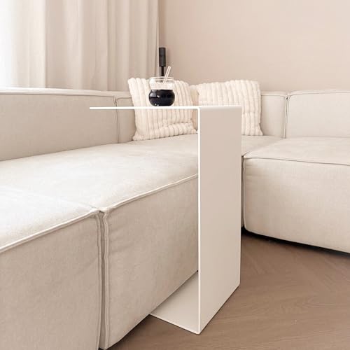 Homemetall Beistelltisch C-Form aus Metall - pulverbeschichteter Couch Beistelltisch in Weiß - Moderner Abstelltisch für Couch, Sofa, Sessel oder als Nachttisch - Höhe 48 cm von Homemetall