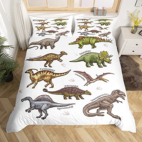 Dinosaurier Bettwäsche Set Kinder Niedlichen Cartoon Dino Bettbezug Für Jungen Mädchen Teens Dschungeltiere 3D Dinosaurier Bettwäsche & Leinen Wildlife Style 135x200cm Bettwäsche & Leinen 2 Stück von Homemissing