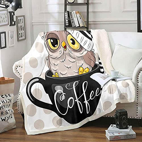 Eule Decke 150x200cm Kinder Niedlich Karikatur Tier Vogel Flanell Fleecedecke für Sofa Couch Moderne Kaffeetasse Bett Kuscheldecke Mädchen Schöne Tupfen Streifen Design Flanell Wohndeckendecke von Homemissing