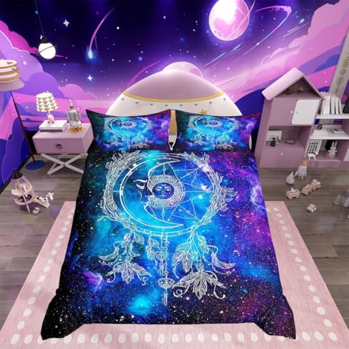 Galaxy Bettbezug für Mädchen Teenager Sonne und Mond Schlafzimmer Dekoration Hippie Bohemian Bettwäsche Schöne Bohemian Cosmic Starlight Doppelbettwäsche Lila-Blau Galaxy Bettbezug für Mädchen Teenager Sonne und Mond Schlafzimmer Dekoration Hippie Bohemian Bettwäsche Schöne Bohemian Cosmic Starlight Doppelbettwäsche Lila-Blau von Homemissing