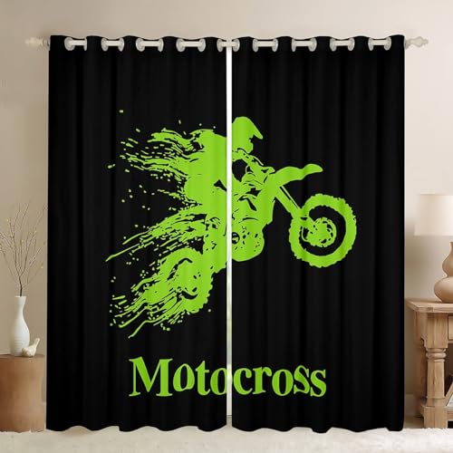 Homemissing Dirt Bike Fenstervorhang 137x117cm Fluoreszierend Grün Blickdichte Vorhänge für Kinder Jungen Mädchen Motocross Rennfahrer Vorhänge Extreme Sport Gardinen für Schlafzimmer Wohnzimmer Homemissing Dirt Bike Fenstervorhang 137x117cm Fluoreszierend Grün Blickdichte Vorhänge für Kinder Jungen Mädchen Motocross Rennfahrer Vorhänge Extreme Sport Gardinen für Schlafzimmer Wohnzimmer von Homemissing