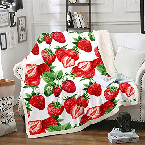 Homemissing Erdbeer Thema Decke 150x200cm für Schlafsofa Couch Tropisch Obst Drucken Kuscheldecke Süss Erdbeere Drucken Flanell Fleecedecke Zimmer Dekor rot Wohndecke Homemissing Erdbeer Thema Decke 150x200cm für Schlafsofa Couch Tropisch Obst Drucken Kuscheldecke Süss Erdbeere Drucken Flanell Fleecedecke Zimmer Dekor rot Wohndecke von Homemissing