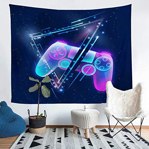 Homemissing Gamepad Wandbehang Galaxis Gaming Tapisserie Videospiel Controller Wandteppich 130x150cm für Jungen Triangle Geometrie Gamer Console Action Buttons von Homemissing