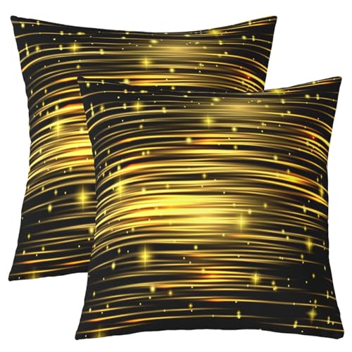 Homemissing Golden Glitzer Kissenbezüge 40x40cm Schwarz Glitzer Ombre Kissenhülle Geometrie Linien 2er Set Kissenbezüge Kissenbezug Ombre Gestreift Dekokissen Mikrofaser Sofakissen Couchkissen von Homemissing