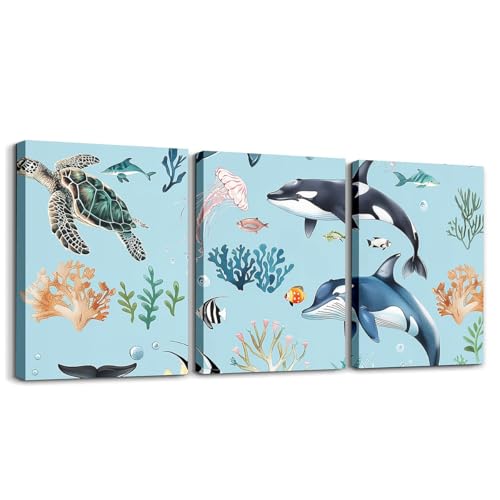 Homemissing Hai und Wal Wandbilder Cartoon Meerestier 3er Poster Set für Kinder Jungen Mädchen Octopus Turtle Leinwandbilder Unterwasserwelt Schlafzimmer Homemissing Hai und Wal Wandbilder Cartoon Meerestier 3er Poster Set für Kinder Jungen Mädchen Octopus Turtle Leinwandbilder Unterwasserwelt Schlafzimmer von Homemissing