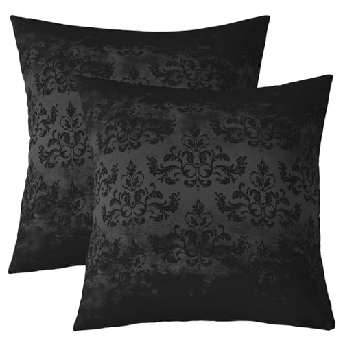 Homemissing Jacquard Kissenhülle Schwarz Damask 2er Set Kissenbezüge Kissenbezug für Kinder Jungen Mädchen Dekor Abstrakte Kissenbezüge 40x40cm Schwarz Dekokissen von Homemissing