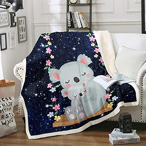 Homemissing Karikatur Panda Kuscheldecke Galaxis Koala und Baby Decke 130x150cm Kinder Jungen Schöne Blumen Flanell Fleecedecke Niedliches Tiermuster Dekor Wohndecke für Schlafsofa Sofas von Homemissing