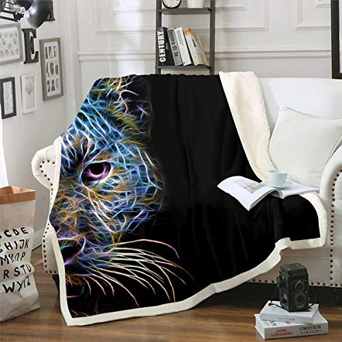 Homemissing Leopard Kuscheldecke Bunter Leopard Wohndecke für Kinder Jungen Mädchen Wild Jungle Tiere Decke 220x240cm Stilvolles Luxus Design für Couch von Homemissing