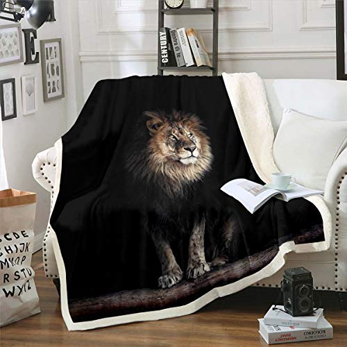 Homemissing Löwe Wohndecke Wildtierdruck Decke 150x200cm für Kinder Junger Mann Tierwelt Stil Dekor Kuscheldecke Safari Drucken Schwarz Flanell Fleecedecke Homemissing Löwe Wohndecke Wildtierdruck Decke 150x200cm für Kinder Junger Mann Tierwelt Stil Dekor Kuscheldecke Safari Drucken Schwarz Flanell Fleecedecke von Homemissing