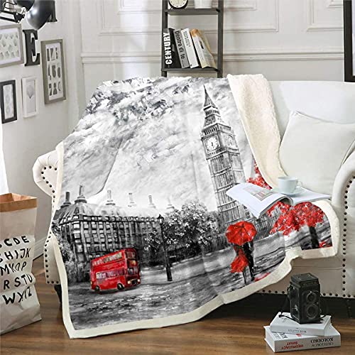 Homemissing London Kuscheldecke für Schlafsofa Couch Paare Weich Big Ben Grau Rot DoppelDecke 150x200cm Busmuster Flanell Fleecedecke Dekorativ Paris Stadtbild Wohndecke Straße Homemissing London Kuscheldecke für Schlafsofa Couch Paare Weich Big Ben Grau Rot DoppelDecke 150x200cm Busmuster Flanell Fleecedecke Dekorativ Paris Stadtbild Wohndecke Straße von Homemissing