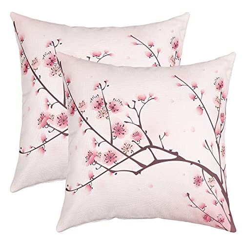 Japanischer Stil, Kopfkissenbezug, 40x40 cm, 2 Stück, weich, Kirschen, Blumen, Kissenhülle für Wohnzimmer, Schlafzimmer, Sofa, Kissenhülle, Kirschblüten, Dekoration, Kissenbezug für Sofa, Stuhl von Homemissing