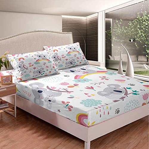 Kinder Niedlich Koala Spannbettlaken 140x200cm Karikatur Tier Regenbogen Spannbetttuch Mädchen Schöne Blumen Blumen Bettlaken Set für Kinder Kleinkind Bunte Ultra weich Zimmer Dekor Kinder Niedlich Koala Spannbettlaken 140x200cm Karikatur Tier Regenbogen Spannbetttuch Mädchen Schöne Blumen Blumen Bettlaken Set für Kinder Kleinkind Bunte Ultra weich Zimmer Dekor von Homemissing