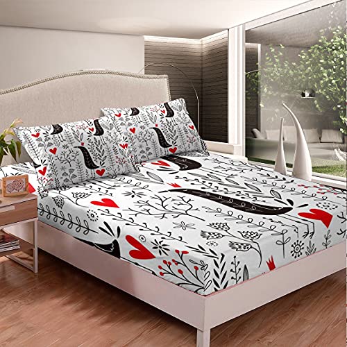 Mädchen Spannbetttuch Kinder Jugendliche Vogel Blumen Spannbettlaken 140x200cm Für Frauen Ultra weich Blumen Rotes Herz Bettlaken Set Garten Natur Zimmer Dekor Mädchen Spannbetttuch Kinder Jugendliche Vogel Blumen Spannbettlaken 140x200cm Für Frauen Ultra weich Blumen Rotes Herz Bettlaken Set Garten Natur Zimmer Dekor von Homemissing
