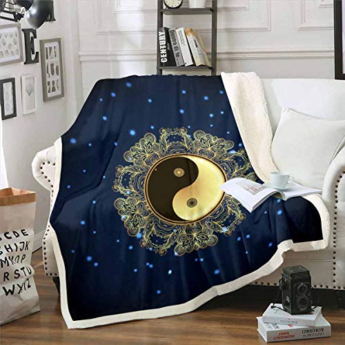 Yin Yang Decke 150x200cm Galaxis Boho Mandala Kuscheldecke Hippie Mandala Wohndecke für Kinder Jungen Mädchen Erwachsene Mikrofaser Bohemian Exotisch Stil Raumdekor von Homemissing